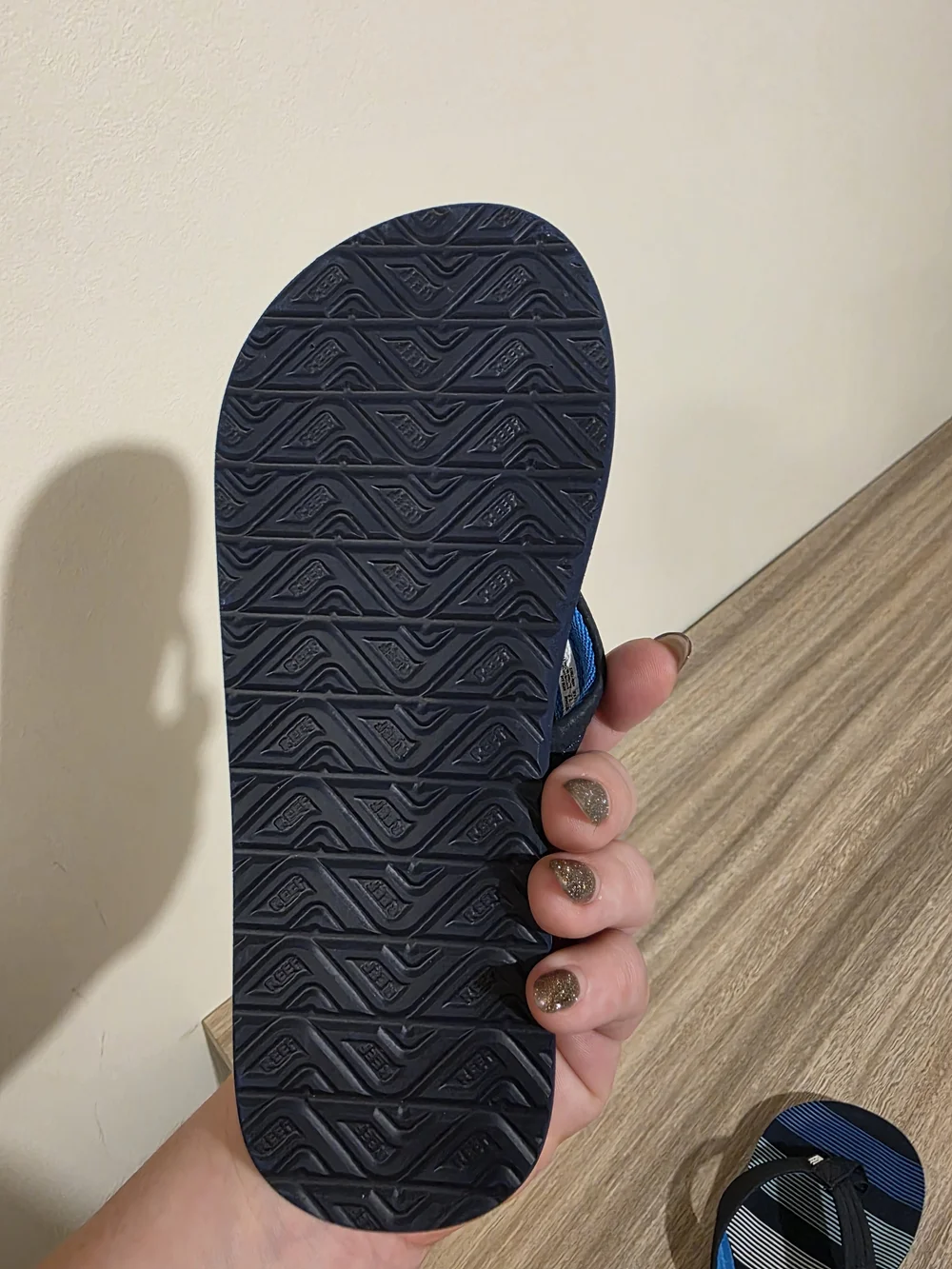 Reef Kids Blue and Navy Striped Flip Flops